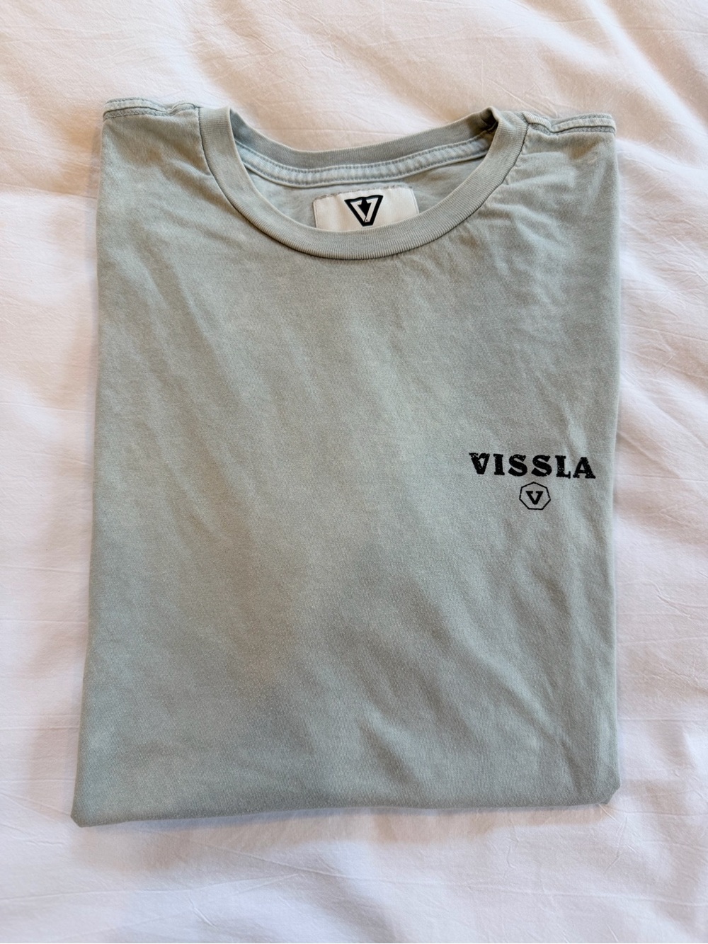 VISSLA Sage Green Crew Neck Logo Tee